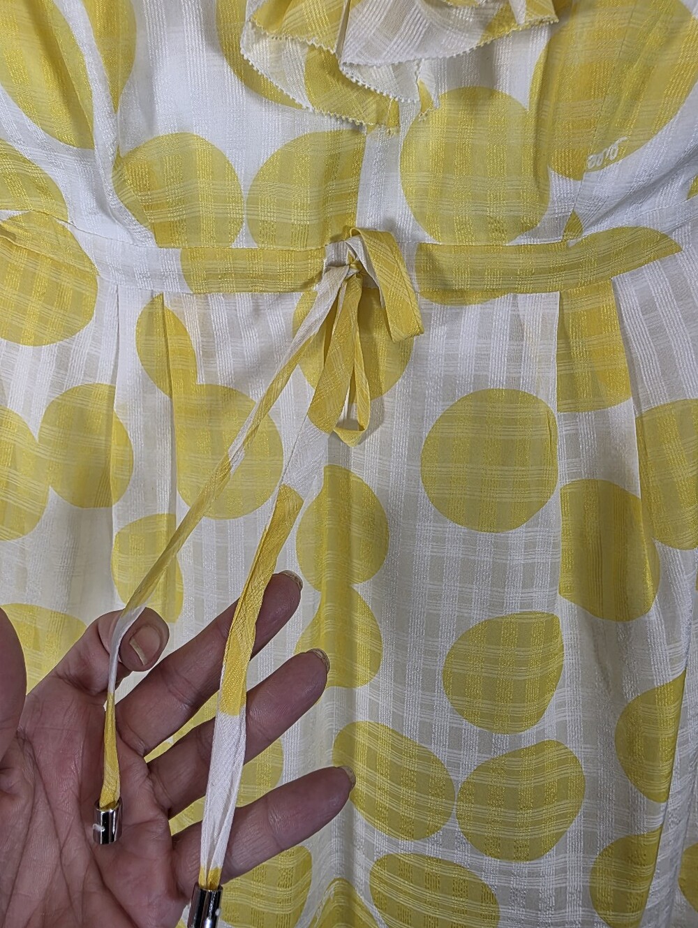 Lilly Pulitzer Silk Cotton Yellow Polka Dot Ruffle Halter Dress Size 4 - Picture 5 of 14
